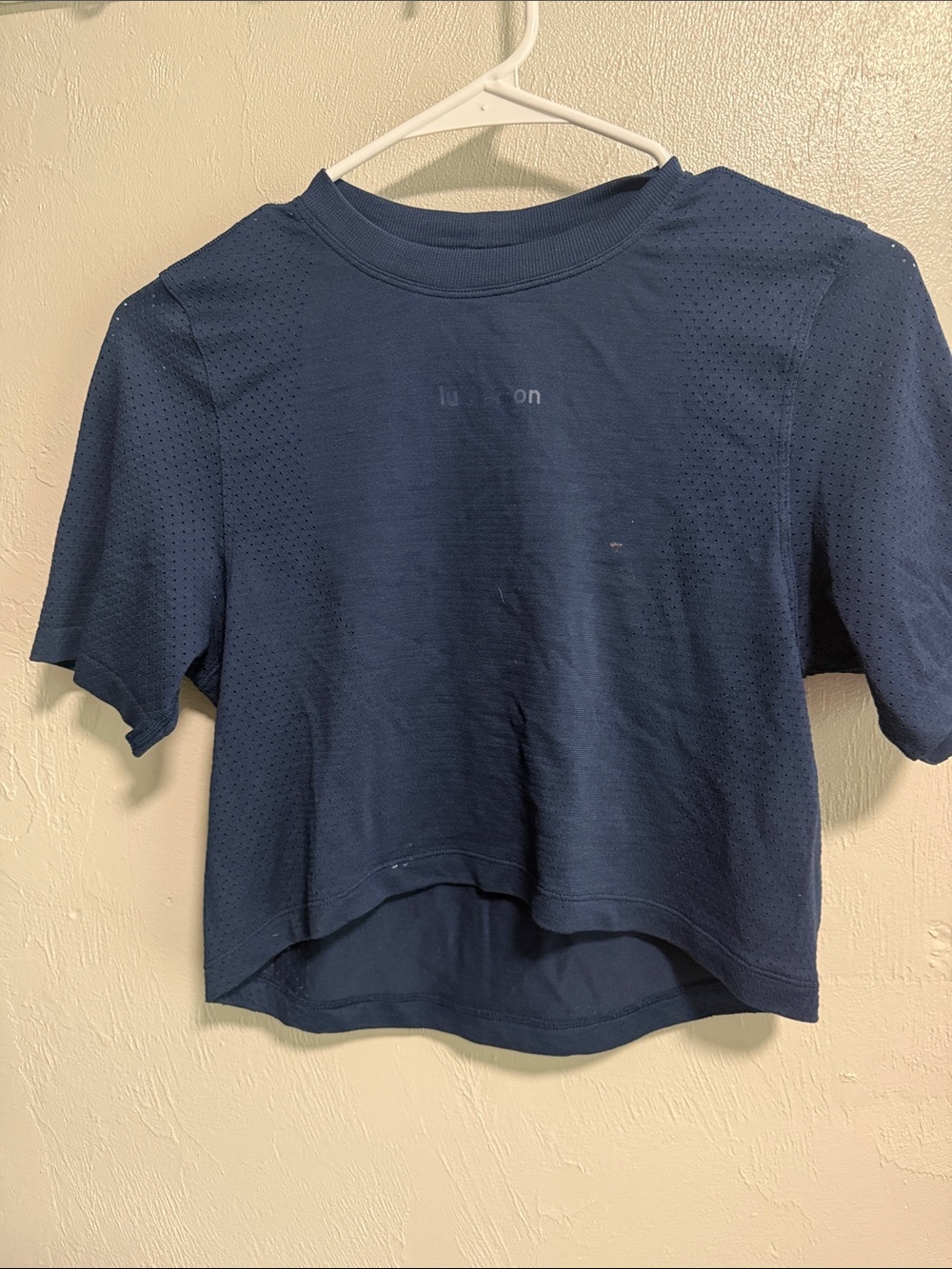 lululemon athletica Navy Short-Sleeve Mesh Crop Top